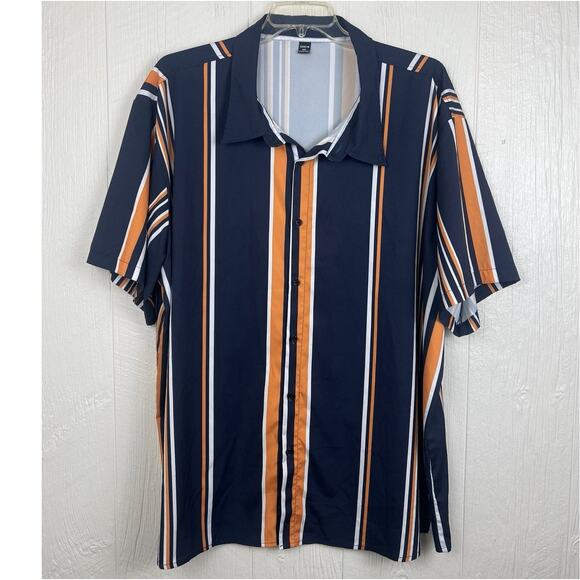 SHEIN shirt men’s 6XL blue/gold stripe NWOT measures like a 3XL - Picture 6 of 7